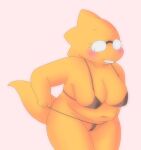  alphys alpi bikini blush chubby_female clothing dinosaur female hi_res nipple_outline reptile scalie solo swimwear undertale_(series) 
