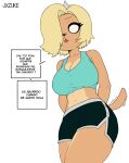  absurd_res adventure_time anthro blonde_hair breasts bronwyn brown_body brown_fur canid canine canis cartoon_network clothed clothing domestic_dog female fur hair hi_res horn jxzuke mammal short_tail simple_background sketch solo spanish_text tail text 