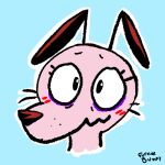  anthro blue_background canid canine canis cartoon_network courage_the_cowardly_dog courage_the_cowardly_dog_(character) domestic_dog furtive_bunny male mammal outline simple_background solo white_outline 