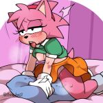  2023 amy_rose anthro bee_haji blush bodily_fluids bottomwear breasts classic_amy_rose classic_sonic_(universe) clothing dry_humping eulipotyphlan female genital_fluids grinding hedgehog mammal masturbation nipples panties panty_shot pillow pillow_humping pussy_juice pussy_juice_stain sega skirt solo sonic_the_hedgehog_(series) sweat tears tongue tongue_out underwear wet wet_clothing wet_panties wet_underwear 