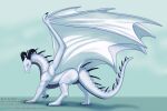  black_horn dragon female feral genitals horn icy-marth markings membrane_(anatomy) membranous_wings pinup pose presenting pussy quadruped slit solo tail white_body white_markings wings 