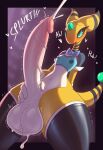  &lt;3 ampharos anthro areola armwear balls big_balls big_penis black_sclera bodily_fluids bow_tie clothing cum cum_string cumshot ejaculation english_text erection generation_2_pokemon genital_fluids genitals girly green_eyes hand_behind_back hand_on_own_penis hand_on_penis hi_res legwear low-angle_view male masturbation nintendo nipples onomatopoeia penile penile_masturbation penis pokemon pokemon_(species) r-mk solo sound_effects stockings text thick_thighs translucent translucent_clothing wide_hips 