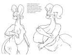  2023 3_fingers anthro areola belly big_breasts breasts chubby_anthro chubby_female dragon duo english_text eyelashes fan_character female fingers generation_6_pokemon goodra half-length_portrait hi_res huge_breasts line_art long_neck looking_down lore luz_(vr457) nintendo nude pokemon pokemon_(species) portrait slime sparkles tail text thick_thighs three-quarter_portrait vr457 wide_hips 