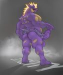  2020 absurd_res amped_toxtricity anthro balls big_pecs butt digital_media_(artwork) erection foreskin generation_8_pokemon genitals hand_on_penis hi_res looking_at_viewer looking_back looking_back_at_viewer low_key_toxtricity male muscular muscular_anthro muscular_male nintendo nude pecs penis pinup pokemon pokemon_(species) pose purple_body rear_view solo spikes spikes_(anatomy) standing steen thick_thighs tongue tongue_out toxtricity wide_stance 