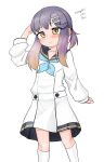  1girl absurdres black_sailor_collar blue_neckerchief cosplay dress feet_out_of_frame gradient_hair highres kantai_collection maru_(marg0613) multicolored_hair neckerchief one-hour_drawing_challenge orange_hair purple_eyes purple_hair sailor_collar sailor_dress short_hair short_hair_with_long_locks sidelocks socks solo standing tsushima_(kancolle) white_socks yukikaze_(kancolle) yukikaze_(kancolle)_(cosplay) yukikaze_kai_ni_(kancolle) yukikaze_kai_ni_(kancolle)_(cosplay) 