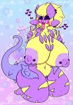  &lt;3 5_fingers amped_toxtricity anthro big_breasts blush breasts clitoris clitoris_piercing female fingers generation_8_pokemon genital_piercing genitals hi_res huge_breasts lewdchuu_(artist) navel nintendo nipple_piercing nipples piercing pink_eyes pokemon pokemon_(species) purple_body purple_nipples pussy solo tail tongue tongue_out toxtricity yellow_body 