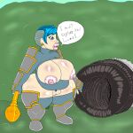  armor big_breasts big_butt big_penis blue_eyes blue_hair breasts butt cleavage_cutout clothing cock_warmer darkened_genitalia darkened_penis desbjust duo ear_piercing ear_ring elf female gaping gaping_urethra genitals gnash_(pdxyz) gnome grass gynomorph hair hand_on_penis hi_res huge_penis humanoid hyper hyper_genitalia hyper_penis imminent_vore intersex kalphith_(desbjust) lips mace melee_weapon nipples pale_skin pauldron penis penis_clothing piercing plant pussy ring_piercing short_stack shoulder_guards shrub text thick_lips thick_thighs urethra weapon 