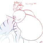  anthro big_breasts big_tail blush blush_lines breasts collar collar_only egg egg_pile english_text female fish hair hi_res huge_breasts huge_tail hyper hyper_breasts hyper_pregnancy lodi_(artist) long_hair looking_down marine nude pregnant shark sketch solo standing stripes tail text thick_thighs 