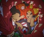  alternate_color gyarados highres lysandre_(pokemon) male_focus outdoors pokemon pokemon_(game) pokemon_sleep pyroar pyroar_(male) shiny_pokemon sleeping suns_(artist) 