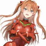  1girl artist_request blue_eyes bodysuit breasts brown_hair crossed_arms highres interface_headset long_hair looking_at_viewer medium_breasts neon_genesis_evangelion plugsuit red_bodysuit skin_tight souryuu_asuka_langley two_side_up 