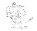  2012 anthro balls_outline big_muscles bulge clothed clothing cylias dreamworks fish genital_outline grin hi_res huge_muscles humanoid hyper hyper_muscles male marine monster monsters_vs._aliens muscular nipples pecs penis_outline smile solo the_missing_link topless underwear 