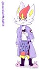  ambiguous_gender anthro bathrobe bottomwear cinderace clothing coffee_mug generation_8_pokemon hi_res littlefox_24-7 nintendo pokemon pokemon_(species) robe shorts slippers solo 