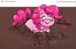  &lt;3 2023 blue_eyes dialogue doronkomajo earth_pony equid equine eyebrows eyelashes female feral friendship_is_magic hair hasbro horse jiyako mammal mud muddy my_little_pony open_mouth open_smile pink_body pink_hair pinkie_pie_(mlp) pony smile solo 