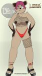  anthro big_breasts bigandbounce breasts canid canine clothed clothing digital_drawing_(artwork) digital_media_(artwork) female fur glenda(bigandbounce) gynomorph hair hyena intersex looking_at_viewer mammal nipples prostitution simple_background smile solo 
