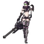  1girl :&lt; ammunition_belt armlet armor artist_request bike_shorts bikini bikini_armor black_bikini black_gloves black_hair black_shorts black_sleeves boots breasts cleavage colored_tips detached_sleeves full_body gatling_gun girls&#039;_frontline gloves grey_footwear gun head-mounted_display high_collar holding holding_gun holding_weapon large_breasts leg_armor looking_to_the_side mechanical_legs midriff minigun multicolored_hair official_art pale_skin pauldrons purple_hair robot_ears sangvis_ferri short_hair shorts shoulder_armor single_pauldron solo standing standing_on_one_leg striker_(girls&#039;_frontline) swimsuit thigh_boots transparent_background twintails very_short_hair weapon weapon_behind_back 