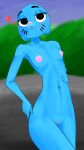  &lt;3 anthro blue_body blue_fur breasts cartoon_network domestic_cat felid feline felis female fur genitals hi_res looking_at_viewer mammal nicole_watterson nipples nude pippus pussy shaded simple_background slightly_open_mouth small_breasts solo the_amazing_world_of_gumball 