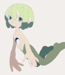  1boy birthmark circle_formation dot_nose green_eyes green_hair green_pants highres hole hole_in_chest hole_on_body kaiba kaiba_(character) lowleg lowleg_pants navel nedoco open_mouth pants short_hair simple_background sketch solo 