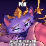  bed bedroom_eyes domestic_cat felid feline felis female furniture godforgiveme4 hi_res league_of_legends mammal narrowed_eyes riot_games seductive solo waking_up yuumi_(lol) 