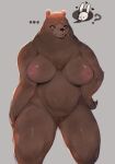  anthro bear big_breasts breasts brown_body brown_fur female front_view fur genitals hand_on_hip hi_res lagomorph leporid mammal neck_tuft nude pussy rabbit simple_background sketch solo tuft vilf voluptuous_female 