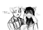  2023 anthro black_and_white canid canine canis carol_(hladilnik) clothing comic costume daniel_(hladilnik) dialogue domestic_dog duo english_text female ghost gloves halloween handwear hi_res hladilnik holidays male mammal monochrome spirit text wolf 