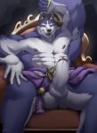  2023 5_fingers abs absurd_res anthro areola armpit_hair balls barazoku biceps blue_body blue_fur blue_sclera body_hair butt canid canine canis digital_media_(artwork) erection fingers foreskin fur genitals glans hi_res humanoid_genitalia humanoid_penis male mammal muscular muscular_anthro muscular_male nipples nude open_mouth open_smile pecs penis retracted_foreskin sitting smile solo teeth thick_thighs tongue white_body white_fur wolf zfou 