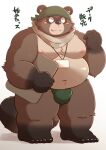  accessory anthro asian_clothing belly big_belly big_breasts blush breasts brown_body brown_fur canid canine clothed clothing dosanco15 east_asian_clothing fundoshi fundoshi_only fur headband headgear headgear_only headwear headwear_only hi_res humanoid_hands japanese_clothing male mammal moobs mostly_nude name_tag navel nipples overweight overweight_anthro overweight_male raccoon_dog scarf simple_background solo tanuki topless underwear underwear_only white_background 