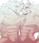  abs anthro blush canid canine canis crotch_tuft domestic_dog duo hi_res husky lifewonders live_a_hero male male/male mammal monomasa muscular muscular_anthro muscular_male nokia1124_a nordic_sled_dog nude pecs sadayoshi spitz tuft 