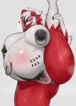 &lt;3 anthro anus areola biped bodily_fluids breasts female generation_7_pokemon genitals hi_res im51nn5 lycanroc midnight_lycanroc nintendo nipple_clamp nipples open_mouth pokemon pokemon_(species) pregnant pubes pussy raised_leg red_body red_eyes simple_background solo sweat white_body 