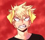  alternate_species angry animal_humanoid bangs blonde_hair canid canid_humanoid canine canine_humanoid dog_humanoid fangs floppy_ears hair hi_res humanoid katsuki_bakugou male mammal mammal_humanoid my_hero_academia pretty_werewolf short_hair snarling solo teeth wide_eyed 