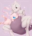  &lt;3 2023 absurd_res ambiguous_gender anthro belly big_eyes blue_eyes blush butt cotora duo embarrassed embrace eye_contact featureless_crotch frown generation_1_pokemon glistening glistening_eyes halftone happy hi_res holding_head larger_anthro larger_male legendary_pokemon long_tail looking_at_another male mew_(pokemon) mewtwo nintendo nude one_eye_closed open_mouth open_smile outline pink_outline pokemon pokemon_(species) purple_eyes raised_tail simple_background size_difference smaller_ambiguous smaller_anthro smile spread_legs spreading tail tan_background thick_thighs 
