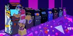  2:1 animated anthro arcade arcade_machine canid canine canis clothing coyote digital_media_(artwork) fizzyjay hi_res jay_(fizzyjay) male mammal pixel_(artwork) pixel_animation short_loop short_playtime solo 