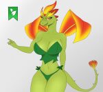 alphanoob anthro breasts dragon female green_body hi_res looking_at_viewer nature_dragon reptile scalie smile solo tail thick_thighs wings 