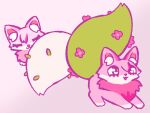  ambiguous_gender canid canine duo feral flower fox fur hi_res mammal open_mouth open_smile pink_body pink_fur plant plant_tail smile white_body white_fur yakkotsuki 