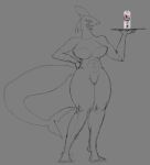  anthro beverage big_breasts breasts energy_drink female fin fish huge_breasts marine nacht_kern nude shark shark_fin simple_background solo thick_thighs tray unfinished 