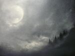  cloud cloudy_sky dark full_moon mitzoka2001 moon mountain night night_sky no_humans original pine_tree shadow sky tree 