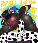  2022 anal anal_penetration anthro balls black_body black_nose bodily_fluids butt butt_grab canid canine canis clothing dalmatian danny_(zackdadawg) digital_media_(artwork) domestic_dog duo eeveelution excessive_genital_fluids excessive_precum generation_2_pokemon genital_fluids genitals hand_on_butt hat headgear headwear hi_res humanoid_genitalia humanoid_penis looking_pleasured male male/male mammal nintendo onomatopoeia open_mouth penetration penile penile_penetration penis penis_in_ass pokemon pokemon_(species) precum red_sclera simple_background sound_effects text umbreon white_body zackdadawg 