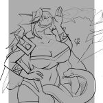 anthro breasts bulge clothed clothing clothing_bulge dragon genitals hi_res intersex monochrome navel partially_clothed penis prehensile_penis reptile scalie sentient_penis sketch snake snake_penis solo tongue tongue_out topazknight unusual_anatomy unusual_genitalia unusual_penis 