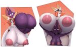  &lt;3 &lt;3_eyes 2023 anthro areola armor bat big_breasts big_butt big_ears blazethefox bodily_fluids breasts butt carrying_another carrying_over_shoulder choker clare_(themushlord) curvy_figure dialogue dipstick_ears duo english_text facial_tuft female female/female fur hair hair_over_eye headgear helmet hi_res holding_breast huge_breasts huge_butt hyper hyper_breasts jewelry lacy_(blazethefox) lagomorph leporid looking_back mammal multicolored_ears necklace nipples nude one_eye_obstructed onomatopoeia orange_eyes orange_hair profanity purple_body purple_fur rabbit scarf size_difference smile smirk snaggle_tooth sound_effects sweat text thick_thighs voluptuous white_body white_fur wide_hips 