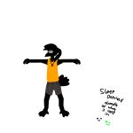  1:1 alpha_channel anthro avian bird bottomwear clothing corvid digital_drawing_(artwork) digital_media_(artwork) green_eyes hair handwritten_text jewelry male necklace oscine passerine pentagram_necklace ponytail raymund_(raymundcrow) raymundcrow shorts sketch sleeveless_shirt solo t-pose text 