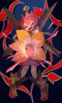  1girl digimon digimon_(creature) fairy flower highres leaf_wings lilimon looking_at_viewer monster_girl open_mouth petals plant plant_girl sakurakunet solo yellow_flower 