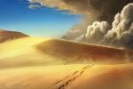  1other blue_sky day desert footprints kvacm original outdoors sand sandstorm scenery sky solo 