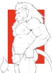  absurd_res bulge butt felid feline hi_res leolex lion male mammal musclegut muscular pantherine pecs solo tail 