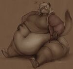  anthro belly belly_squeeze big_belly big_butt blush butt canid canine clothed clothing eyewear fox fur glasses hair hand_on_stomach hoodie male mammal moobs navel obese obese_anthro obese_male overweight overweight_anthro overweight_male sitting solo theheliumtiger thick_thighs tight_clothing topwear 
