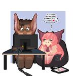  4_arms azi aziran bat cat_ears_(disambiguation) computer couple_(disambiguation) domestic_cat doodlelu1992 felid feline felis fluffybastion gaming low_res mammal multi_arm multi_limb pixel_(disambiguation) trinket 