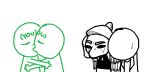  ambiguous_gender anon anon_(snoot_game) anthro bald chibi clothed clothing dinosaur fang_(gvh) featureless_face female goodbye_volcano_high group hair human humor kissing long_hair male mammal monochrome pterodactylus pterosaur reptile scalie snoot_game_(fan_game) unknown_artist 