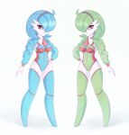  absurd_res blue_hair duo female gardevoir generation_3_pokemon green_hair hair hi_res humanoid nintendo pokemon pokemon_(species) shiny_pokemon tanatos_(artist) white_body 