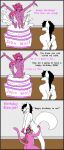  2014 anthro balls big_penis birthday birthday_cake black_hair bodily_fluids butt butt_grab cake canid canine canis cum cum_in_mouth cum_inside dessert dialogue digital_media_(artwork) domestic_cat duo english_text erection felid feline felis fellatio food fur genital_fluids genitals girly green_eyes hair hand_on_butt head_grab inside interspecies male male/male male_penetrated male_penetrating male_penetrating_male mammal multi_genitalia nude oral oral_penetration penetration penile penis pink_body pink_fur pink_hair pinkie.lovesu pinkie.lovesu_(artist) sex smile speech_bubble text white_body white_fur wolf 