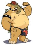  2023 anthro armband barechested belly biceps big_belly big_penis bowser bracelet bulge clothed clothing collar elephant elephantid flexing flexing_bicep genital_outline genitals hair haps hi_res hybrid jewelry koopa male mammal manly mario_bros moobs muscular navel nintendo nipples overweight pecs penis penis_outline proboscidean red_hair scalie shirtless shirtless_male simple_background solo speedo speedo_only spiked_armband spiked_bracelet spiked_collar spikes standing swimwear topless topless_male triceps trunk white_background yellow_eyes 