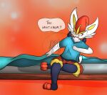  2023 2d_(artwork) absurd_res anthro bed clothing fire fur furniture hi_res male mammal nintendo paws pokemon pokemon_(species) pokemon_transformation red_body red_fur shaded shocked signature sitting solo species_transformation surprise tail text tferyog torn_clothing transfomation transformation white_body white_fur 