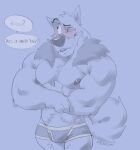  &lt;3 2022 anthro arm_tuft big_nose blue_background blush canid canine canis censored_text colored_sketch compliment curled_tail digital_drawing_(artwork) digital_media_(artwork) domestic_dog e-w01f elbow_tuft eyebrows head_tuft hi_res husky looking_away male mammal muscular muscular_anthro muscular_male neck_tuft nipples nordic_sled_dog one_eye_closed portrait raised_eyebrow signature simple_background sketch solo spitz tail three-quarter_portrait toony tuft wink 